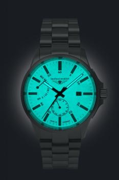 Preview: Bauhaus Aviation Herrenuhr Automatik mit Gangreserveanzeige und Titan-Gliederarmband